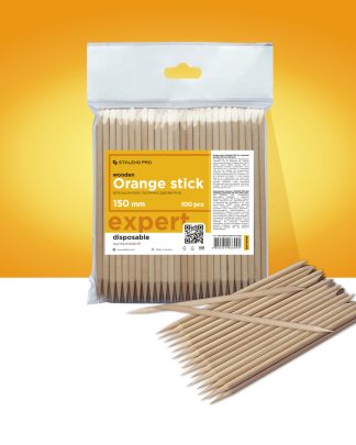 Patyczek do manicure, pomarańczowy STALEKS PRO drewniany 150 mm (100 sztuk)