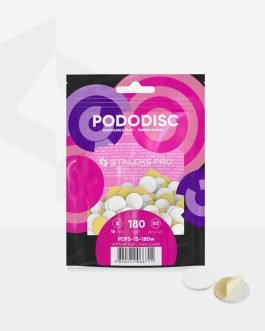 Białe jednorazowe pilniki z miękką warstwą pianki do dysku pedicure PODODISC STALEKS PRO S, 180 ziarnistość (50 sztuk) PDFS-15-180w