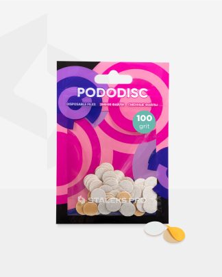 Białe nakładki do wymiany na dyski do pedicure Pododisc Staleks Pro XS, 100 ziarnistość (50 sztuk) PDF-10-100w